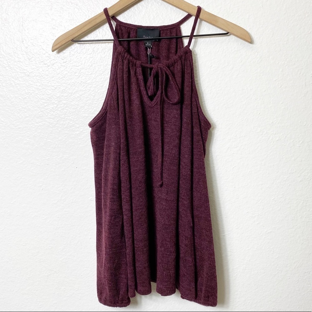 Lumiere Burgundy Cut Off Shoulder Long Sle…